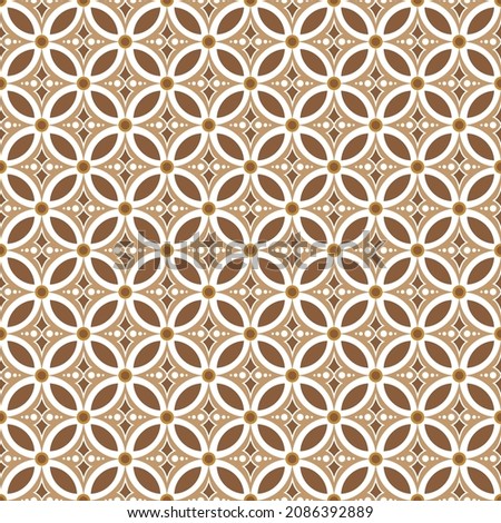 Batik Kawung Traditional Batik Pattern From Yogyakarta, Indonesia. Beautiful Modern Javanese Seamless Pattern Vector. Brown and white Batik.