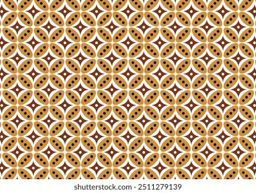 Batik kawung vector illustration in brown color for clothing design elements.