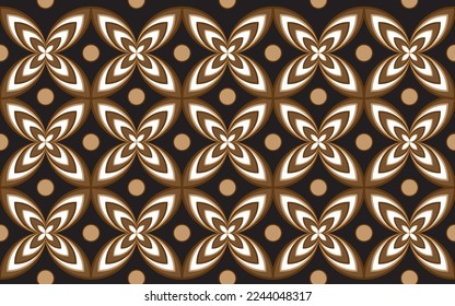 Batik Kawung vector from Indonesia. Seamless Javanese batik pattern for background and textile. Simple batik with a combination of black, brown and white.