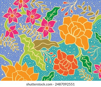 Batik Malaysia Flower Floral Pattern Vector