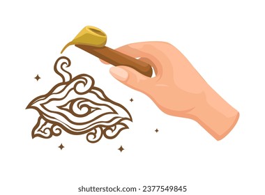 Batik Mega Mendung Style Symbol Cartoon illustration Vector