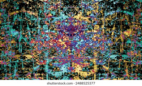 Batik Mesh Pattern And Grunge Texture With Ornamental Sync In Repeat. With Blur Effect In 2D Illustration. EPS 10. Batik. Asian. Abstract Background. Backdrop Pattern. Unique Traditional. Boho 