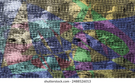 Batik Mesh Pattern And Grunge Texture With Ornamental Sync In Repeat. With Blur Effect In 2D Illustration. EPS 10. Batik. Asian. Abstract Background. Backdrop Pattern. Unique Traditional. Boho 