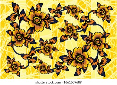 Batik motifs typical of Indonesia, with a variety of styles and colors