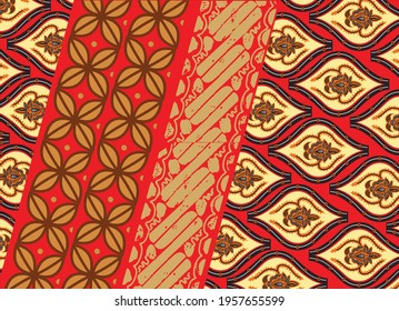 Batik motifs, typical of Indonesian Javanese with various development patterns, both color variations and elements, are exclusive. vector EPS 10