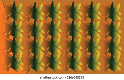 Batik with orange, gold and dark green patterns