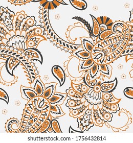 Batik ornament. Ethnic Paisley Floral seamless pattern.