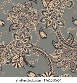 Batik ornament. Ethnic Paisley Floral seamless pattern.