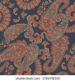 Batik ornament. Ethnic Paisley Floral seamless pattern