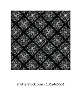 Batik ornament of leaf shapes arranged in a circle forming a box