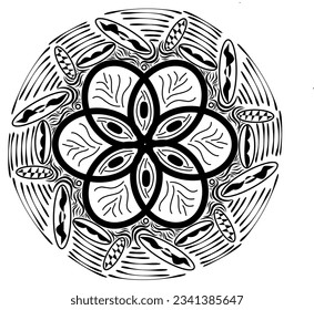 Batik ornament pattern with white base color and black ink, available in EPS format