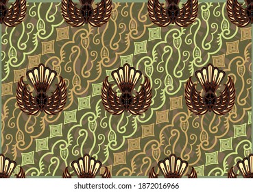 Batik Parang in its development. This motif is one of the oldest batik motifs in Indonesia. Draw a diagonal line from high to low interwoven diagonally to symbolize continuity