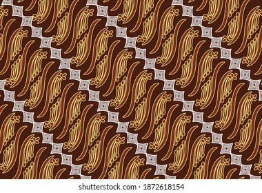 Batik Parang en su desarrollo. Este motivo es uno de los motivos de batik más antiguos de Indonesia. Dibujar una línea diagonal de alta a baja entrelazada diagonalmente para simbolizar la continuidad