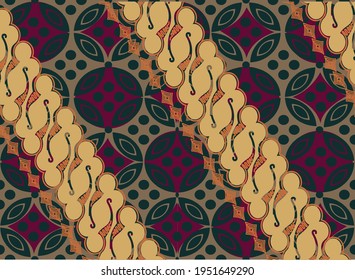 Das Motiv Batik Parang - in verschiedenen Entwicklungen - ist eines der ältesten Batik-Motive Indonesiens. Zeichnen Sie eine diagonale Linie von hoch zu niedrig schräg, um die Kontinuität zu symbolisieren