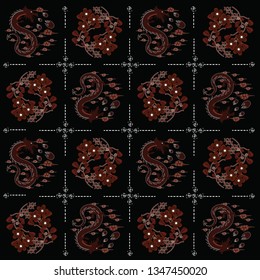 Batik Pattern: Indonesian Dragon Batik Pattern used for cloth, wallpaper, scarf and any other textile industries