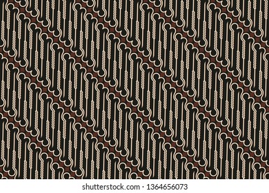 Batik pattern of Java Indonesia diagonal modern style seamless diagonal repeat pattern with white and brown color