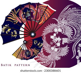 batik pattern Sawunggaling Vector hand fan Sawunggaling batik patterned