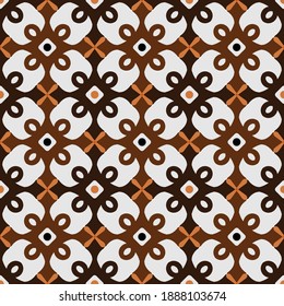 batik pattern seamless vector, Javanese brown background, colorful decorative tile, beautiful modern wallpaper, texture for traditional clothes Malaysia and Indonesian style, vintage tiles design