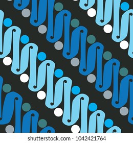 batik pattern signature of Java Indonesia diagonal moder style seamless repeated pattern with blue as the main color