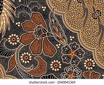 Batik pattern from Solo, Central Java, Indonesia. consists of leaf and flower patterns