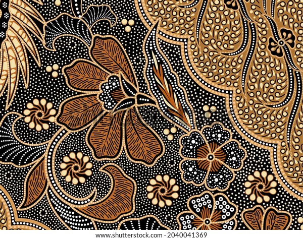 Batik pattern from Solo, Central Java,\
Indonesia. consists of leaf and flower\
patterns