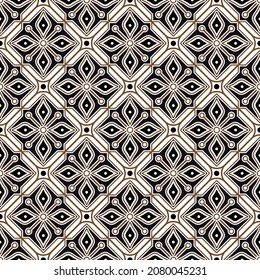 Batik pattern, texture for traditional clothes Malaysia and Indonesian style, seamless Javanese wallpaper, motifs background, vintage tile, damask, vector illustration