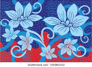 Batik patterns typical of Indonesia, can be repeated to make motifs on textiles. vector