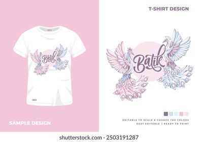 batik peacock t shirt design vector