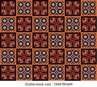 Batik ist ein bildliches Design, das speziell durch das Schreiben auf Tuch gemacht wird, das eine Besonderheit hat. Art Motif Design. Muster Batik Motive der modernen Farben. Vektorkunst