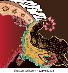 batik. printed on fabric. garment. used as material for making clothes or dresses for special occasions such as weddings, meetings, official clothing etc. Vector illustration