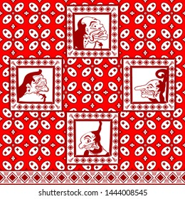 Batik Punakawan Classic Style Red Background