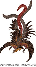 
Batik Hahn Illustration für Stoff