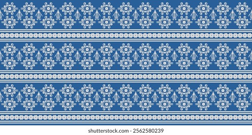 Batik Seamless Christmas embroidery textile ethnic ornament border pattern fabric