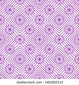 Batik seamless pattern floral. Line art purple white. Retro background
