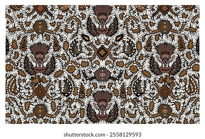 Batik sidomukti klabang, Indonesian classical batik, vector illustration.