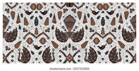 Batik Sidomukti vector illustration style, suitable for bakcground design. Indonesian traditional batik.