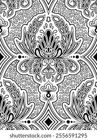 Batik sketch design for color book