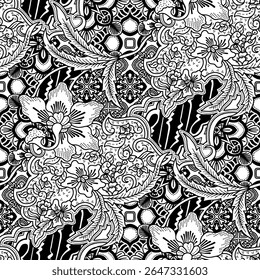 Batik diseño de boceto para libro para colorear