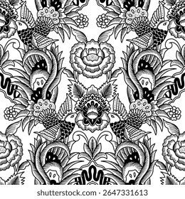 Batik sketch design for coloring book