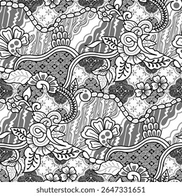 Batik sketch design for coloring book