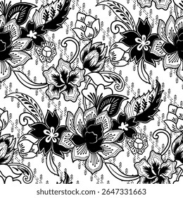 Batik sketch design for coloring book