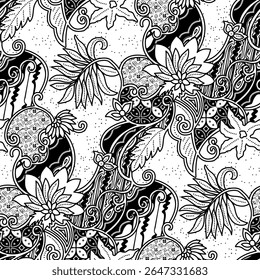 Batik sketch design for coloring book