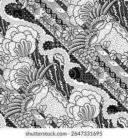 Batik sketch design for coloring book