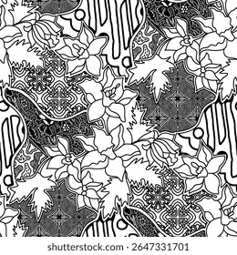 Batik diseño de boceto para libro para colorear