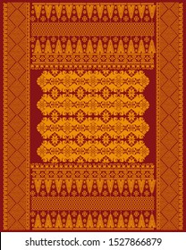 Batik Songket Pattern Vector Stock Of  Indonesian, Sumatera Island, Traditional Village With Flower Motive - Vector