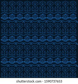 Batik textile design,ornament seamless pattern, Indonesian Original with blue background