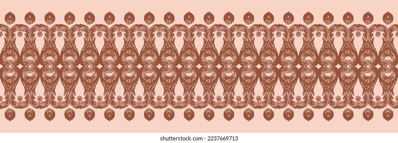 Batik Textile Ikkat or ikat flowers seamless pattern digital vector design for Print saree Kurti Borneo Fabric border brush symbols swatches designer