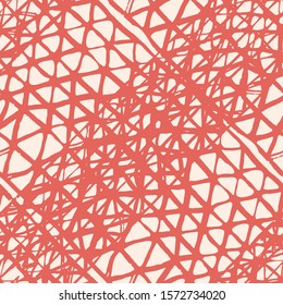 Batik Tie Dye Border. Stencil Japan Background. Watercolor Shoji Design. Kimono Tile.  Organic Minimal Grid. Shibori Seamless Pattern. Tie Dye Abstract Texture. Terracotta Red and White
