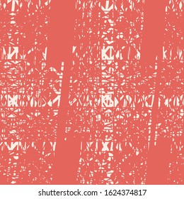 Batik Tie Dye Border. Stencil Japan Background. Shibori Seamless Pattern. Tie Dye Abstract Texture. Watercolor Shoji Design. Kimono Tile.  Salmon and White Organic Minimal Grid.