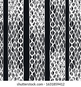 Batik Tie Dye Border. Stencil Japan Background. Greyscale Shibori Seamless Pattern. Tie Dye Abstract Texture. Watercolor Shoji Design. Kimono Tile.  Organic Minimal Grid.